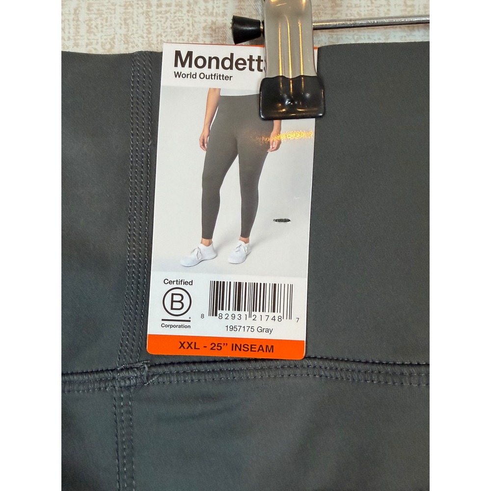 Mondetta Reflective Crop Leggings XXL Gray Zip Pocket 25 Inseam Yoga Running Gym
